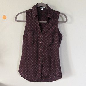 Purple Sleeveless Button Down Purple Soft Top